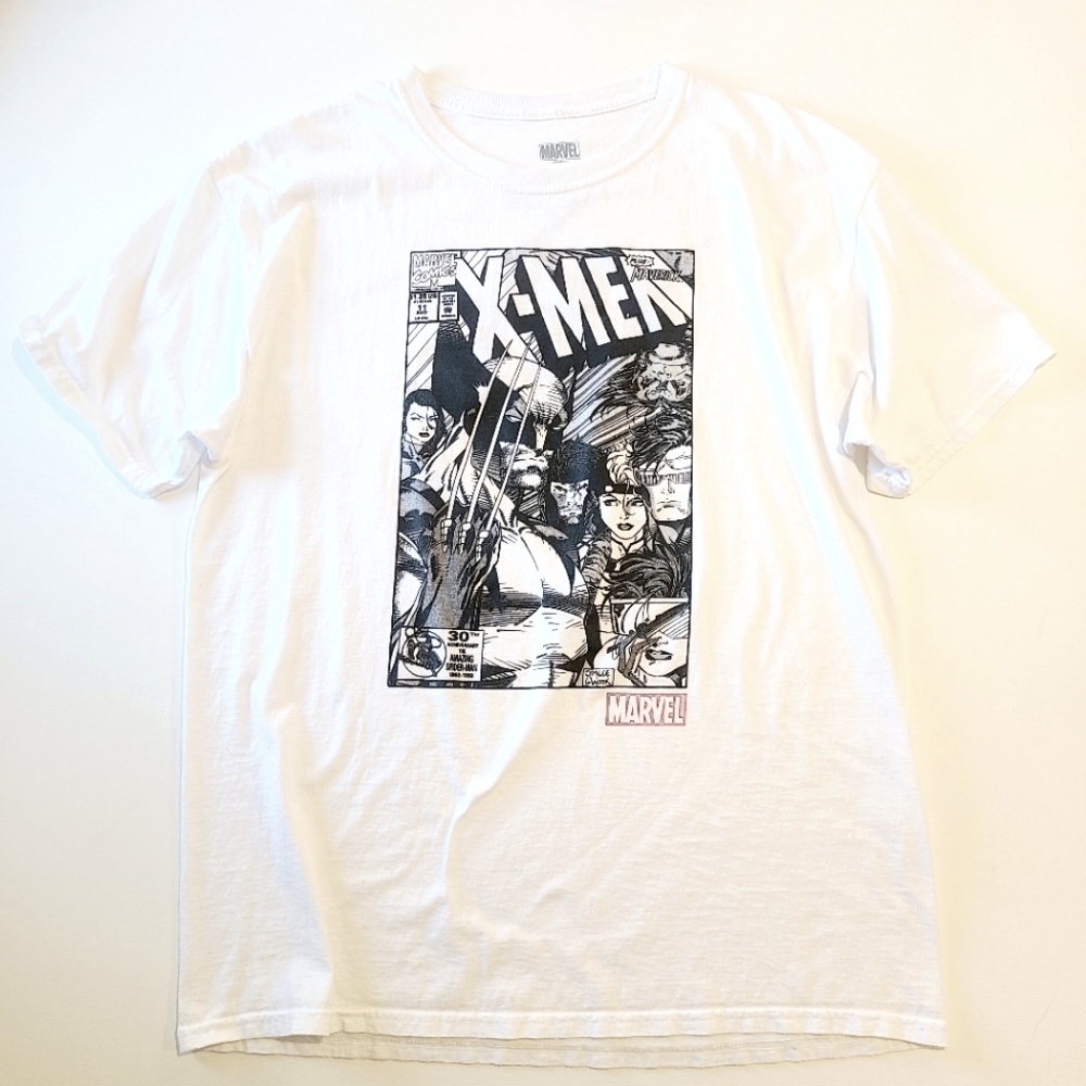 Marvel X-Men Comic Cover Wolverine White Tee Shirt EUC